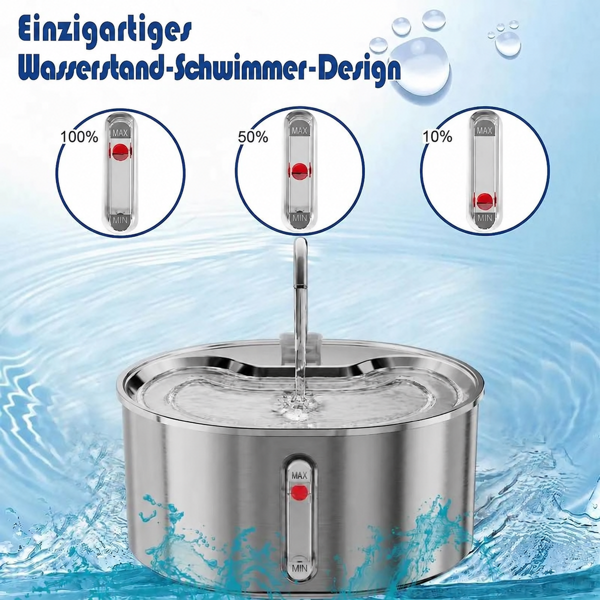 Edelstahl-Katzenbrunnen 3,2 L – USB-Trinkbrunnen für Katzen & Hunde